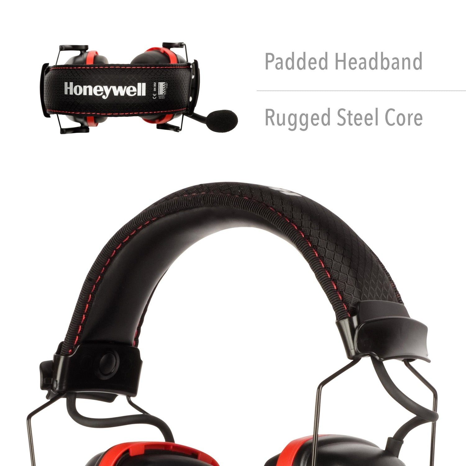 Honeywell Retail Sync Wireless Earmuff with Bluetooth 4.1 (RWS-53016), Black With Red Accents Honeywell
