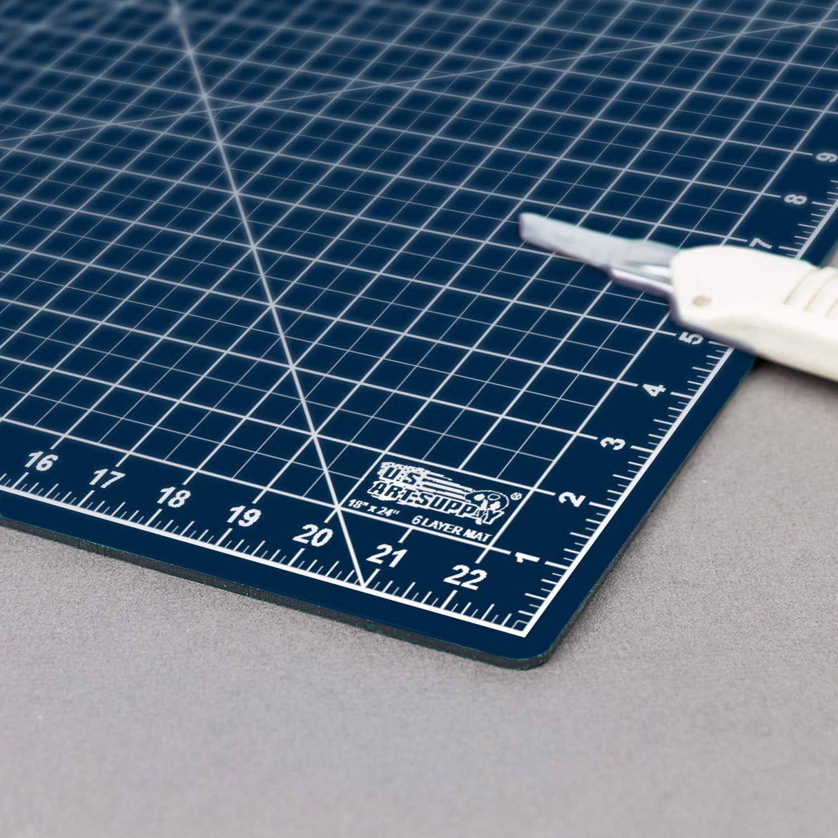 U.S. Art Supply 18" x 24" White/Blue Professional Self Healing 5-6 Layer Double Sided Durable Non-Slip Cutting Mat Great for Scrapbooking, Quilting, U.S. Art Supply