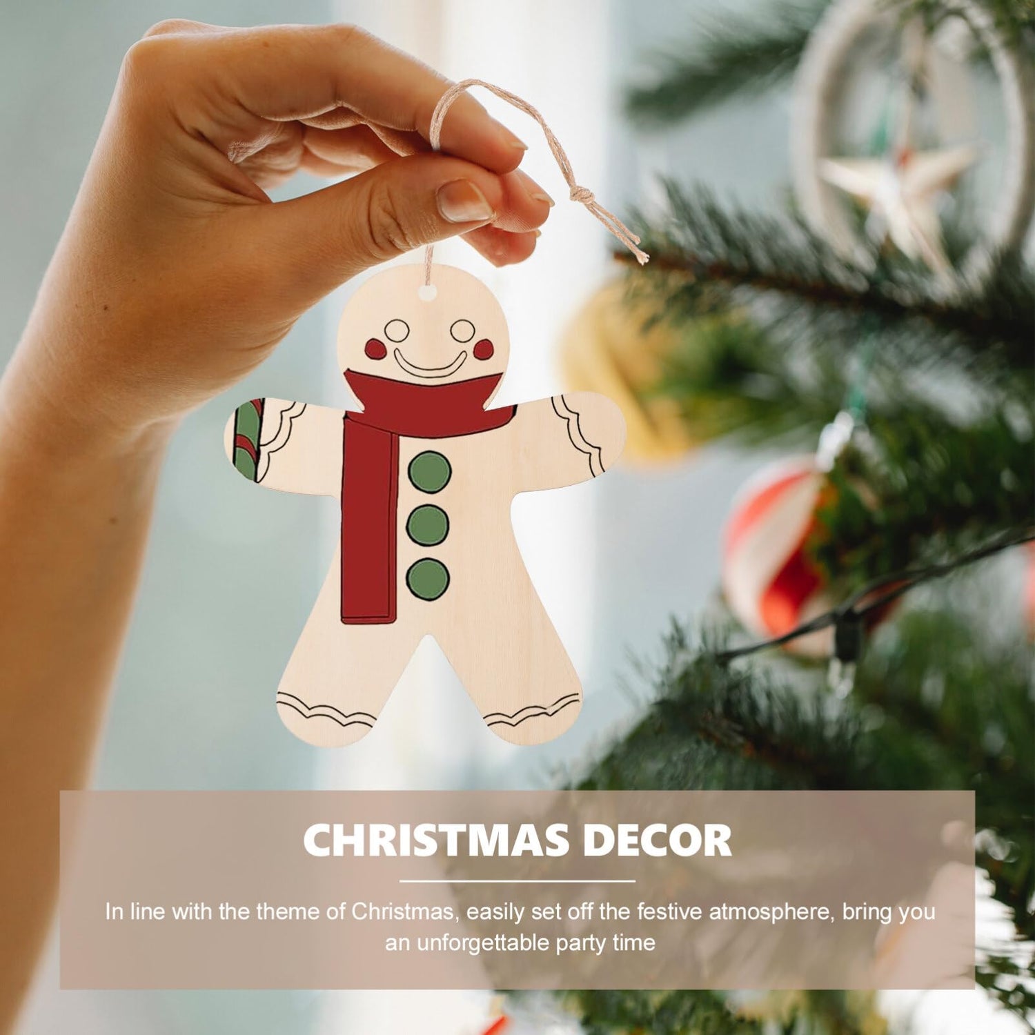 NOLITOY Wooden Gingerbread Men for Crafts, 10pcs Gingerbread Christmas Wooden Ornaments Unfinished Blank Gingerbread Man Shape Cutouts for Christmas NOLITOY