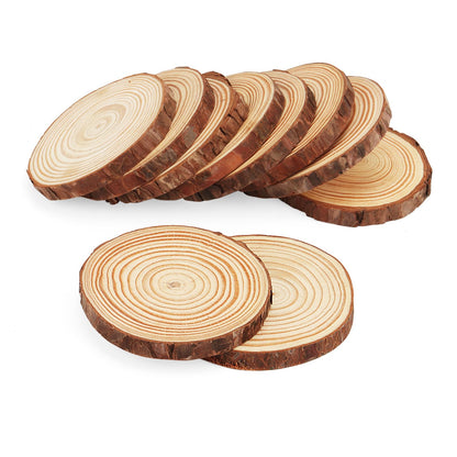 LEXININ 50 PCS Natural Wood Slices, 3.5-3.9 Inch Unfinished Wooden Log Slices, Tree Bark Wood Discs for Craft DIY Ornaments