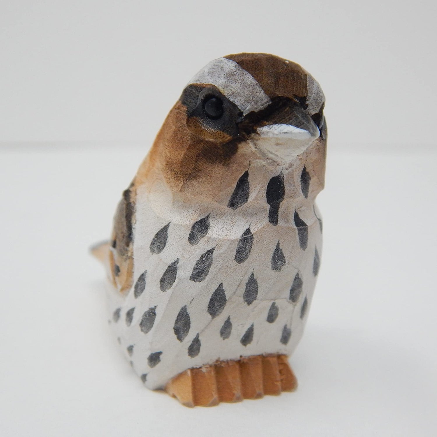 Selsela Sparrow Bird Wood Figurine Statue Sculpture Ornament Decor Miniature Art Carve Small Animal Selsela