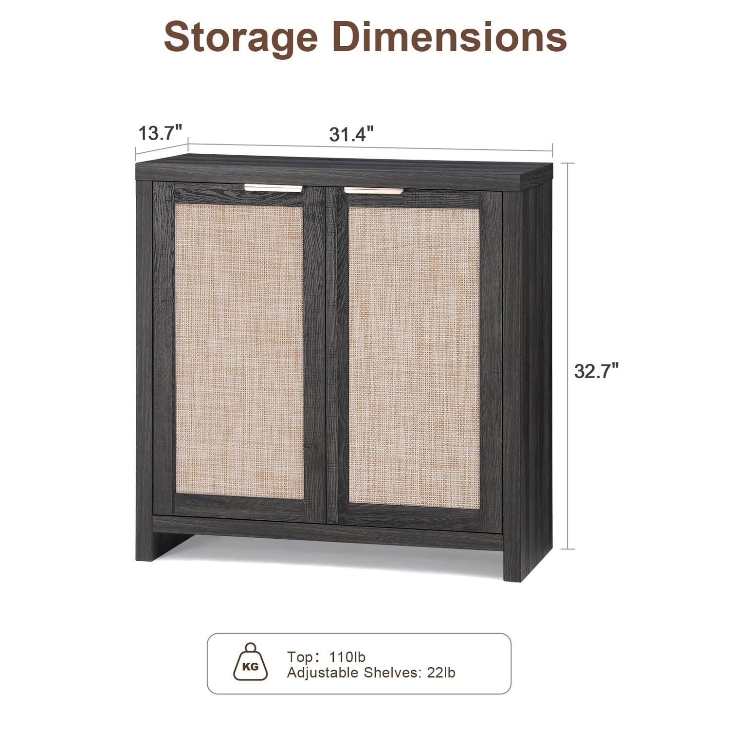 OAKHAM HOME Hampstead Storage Cabinet Set, Rattan Sideboard Buffet Cabinet with 3 Doors and 3 Drawers, 65.4" Large Kitchen Cabinet Console Cabinet OAKHAM HOME