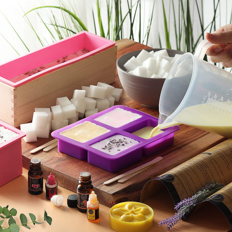 CraftZee Large Soap Making Kit - DIY Kits for Adults and Kids Supplies Includes Soap Base, Soap Cutter Box, Silicone Loaf Molds, Fragrances, Rose CraftZee