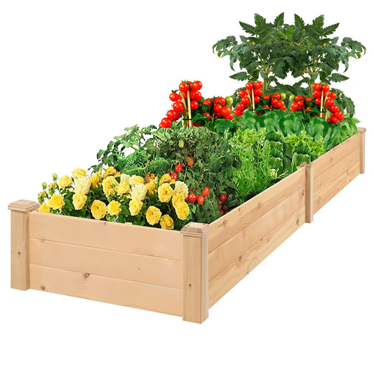 Betterland 8 FT Wooden Raised Garden Bed Outdoor Elevated Flower Planter Box Kit for Vegetables Fruits Herb Grow Yard Gardening, Natural