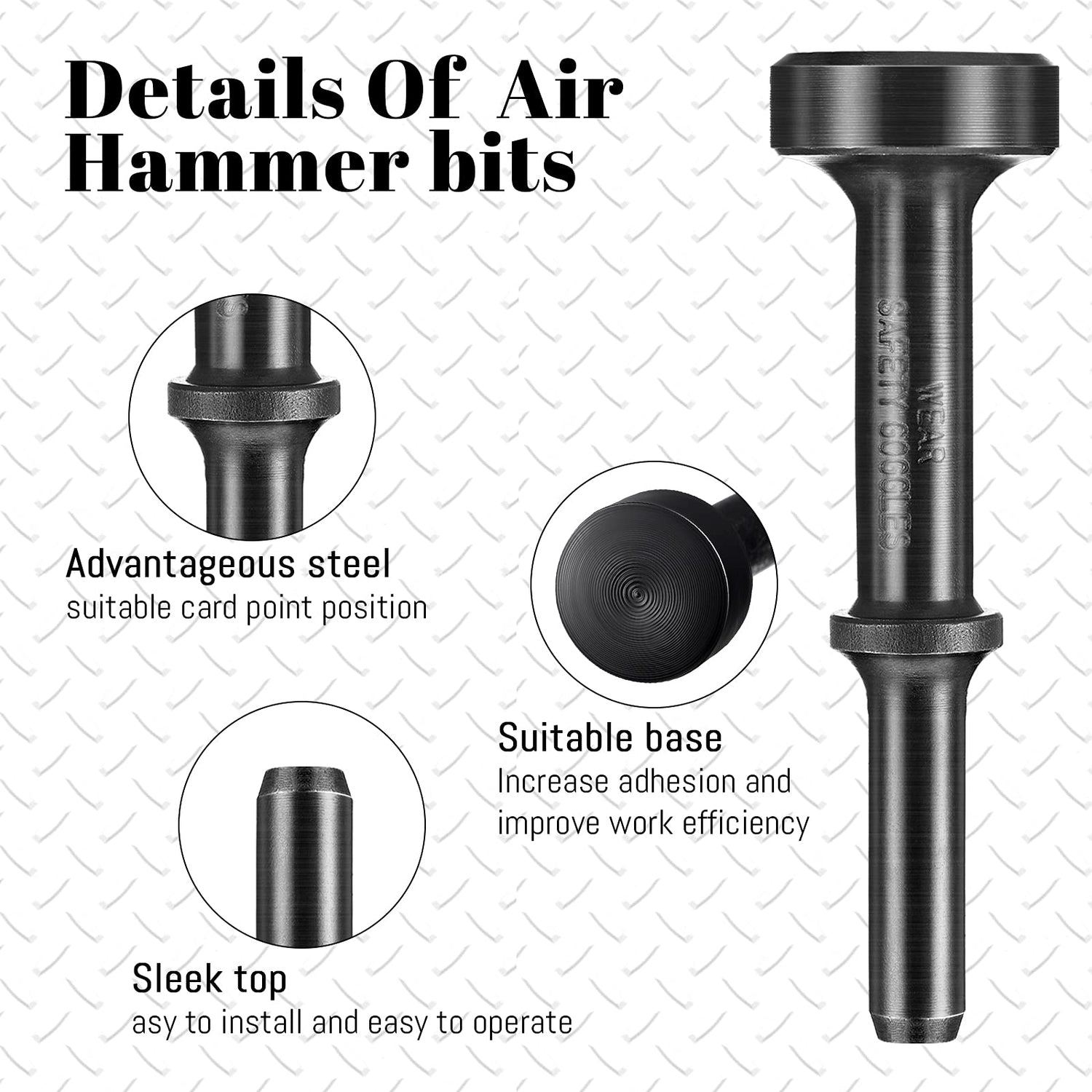 Mudder Smoothing Hammer attachments Tool Pneumatic Hammer Bit Pneumatic Chisel Bit Tool Hammer Accessories (10 x 3 x 3 cm) Mudder