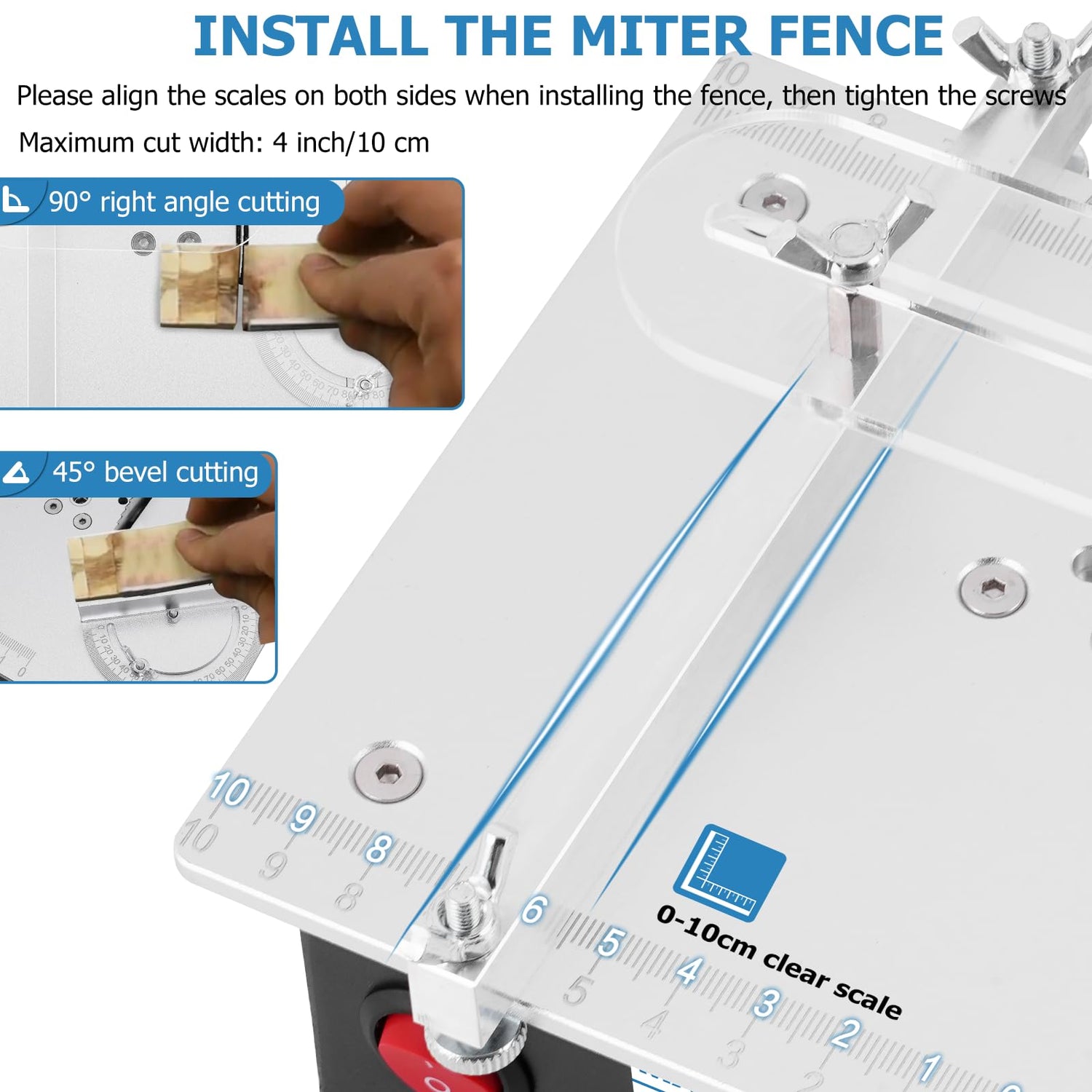 MXBAOHENG Mini Table Saw S2 Portable Precision Table Saws for Crafts, 1/2" Cut Depth, w/ 4 Blades, 96W Adjustable Speed Power Supply, for Wood Metal MXBAOHENG