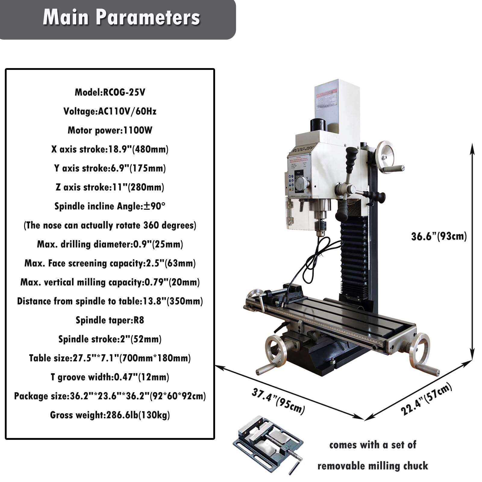 INTBUYING Milling Drilling Machine R8 Mini Benchtop Mill/Drill Machine 7"X27" Micro Milling Machine 1100W 20-2250rpm Variable Speed with Accessory R8 - WoodArtSupply