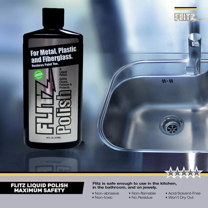 Flitz Metal Polish and Cleaner Liquid for All Metal, Also Works on Plastic, Fiberglass, Aluminum, Jewelry, Sterling Silver: Great for Headlight
