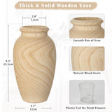 9" Tall Handmade Wooden Flower Vase, Large Wood Vase Decoration for Flower Arrangement Home Decoration Briful