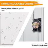 STANI Metal Storage Cabinet with 2 Adjustable Shelves, Steel Counter Cabinet with Lockable Doors for Home Office Warehouse Garage (White, 36" H-Style STANI