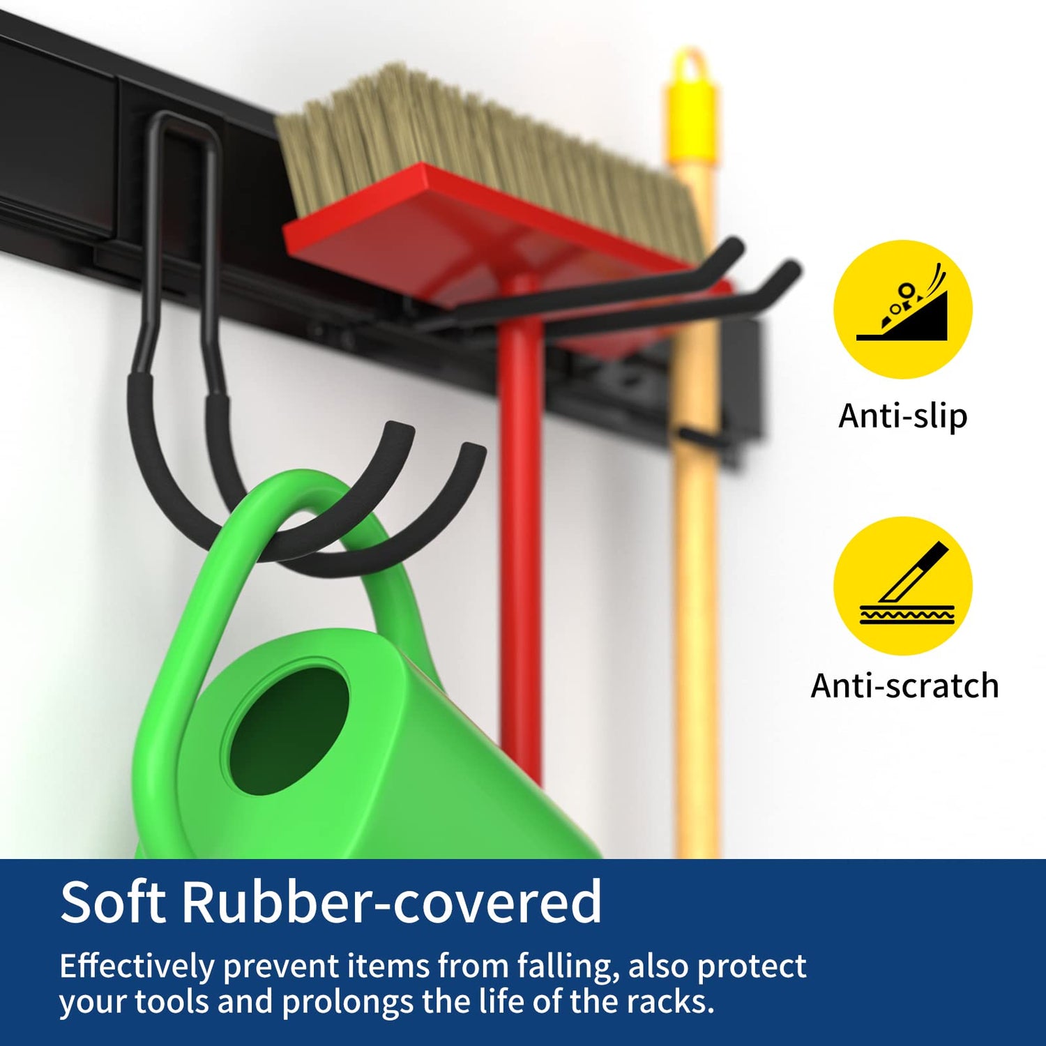 Ailadl Wall Mount Tool Storage Rack, 15 PCS Heavy Duty Steel Yard Garden Tool Organizer, Garage Tool Organizer Wall Mounted Storage System Hold Up to Ailadl