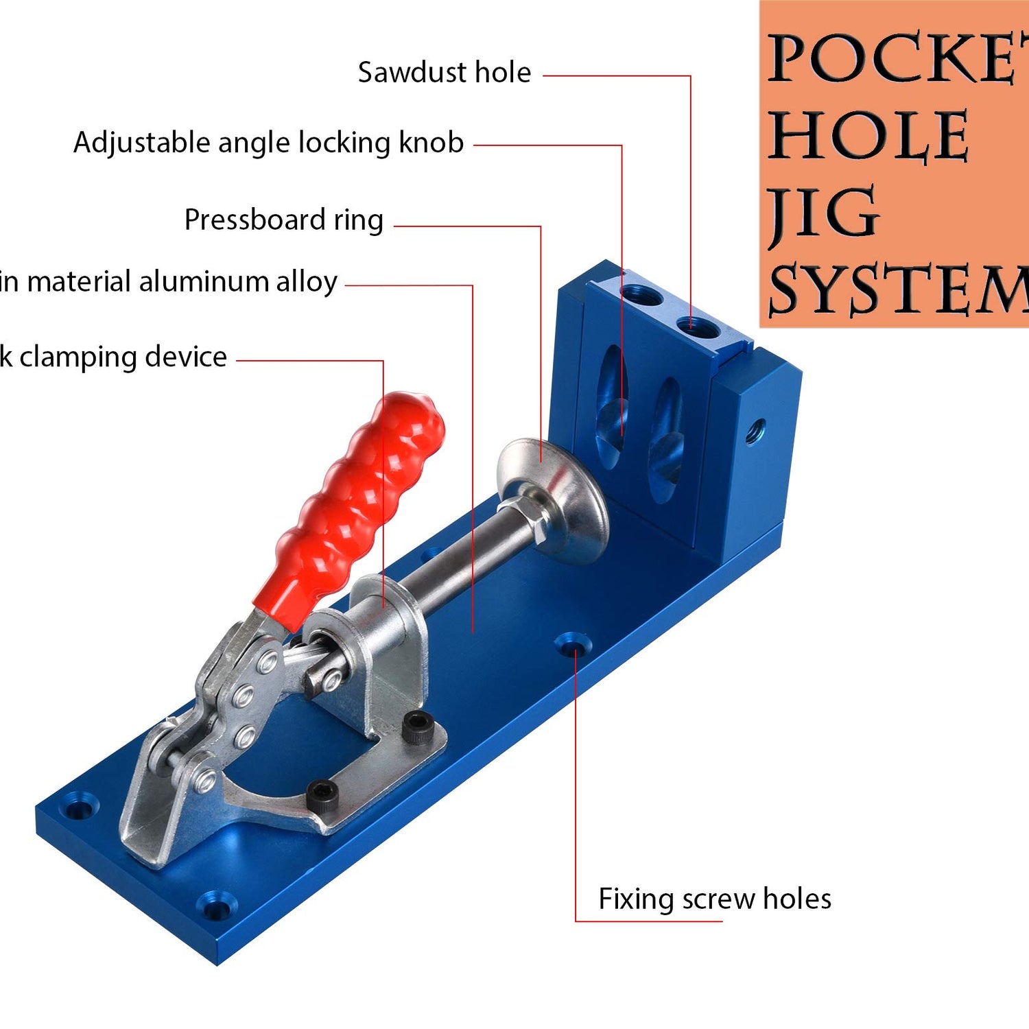 Pocket Hole Jig Kit Dowel Drill Joinery Screw Kit All-In-One Aluminum System Set Jig Wood Woodwork Guides Joint Angle Tool Carpentry Locator KingBaas
