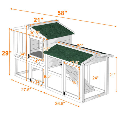 Tangkula Large Chicken Coop, 58‘’ Wooden Hen House Outdoor Backyard Garden Bunny Rabbit Hutch with Ventilation Door, Removable Tray & Ramp Chicken - WoodArtSupply