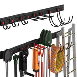 WORKPRO Garage Storage, Garden Tool Organizer Wall Mount 64 Inch with 8 Adjustable Hooks and Hangers, 4 Rails Steel Heavy Duty Tool Rack Holder WORKPRO
