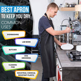 Aulett Home Waterproof Rubber Vinyl Apron - Heavy Duty Rubber Apron Model - Stay Dry - Dishwasher Apron - Industrial Chemical Resistant Plastic - Aulett Home