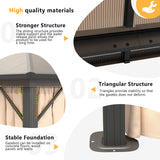 Jolydale 10'x12' Hardtop Gazebo, Double Roof Gazebo, Aluminum Frame Permanent Pavilion with Netting and Curtains, Outdoor Polycarbonate Gazebo, for Jolydale