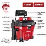 Vacmaster VWMB508 1101 5 Gallon Wall-Mount Wet/Dry Vacuum with Remote Control Operation Red Vacmaster