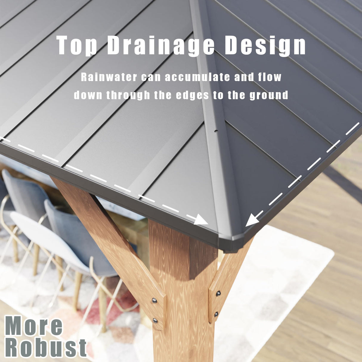 Joyside Wood Gazebo with Mosquito Netting 13 x 11 ft. Wood Patio Gazebo - Cedar Wood Framed Gazebo with Steel Frame Gable Roof Hardtop Gazebo for Joyside