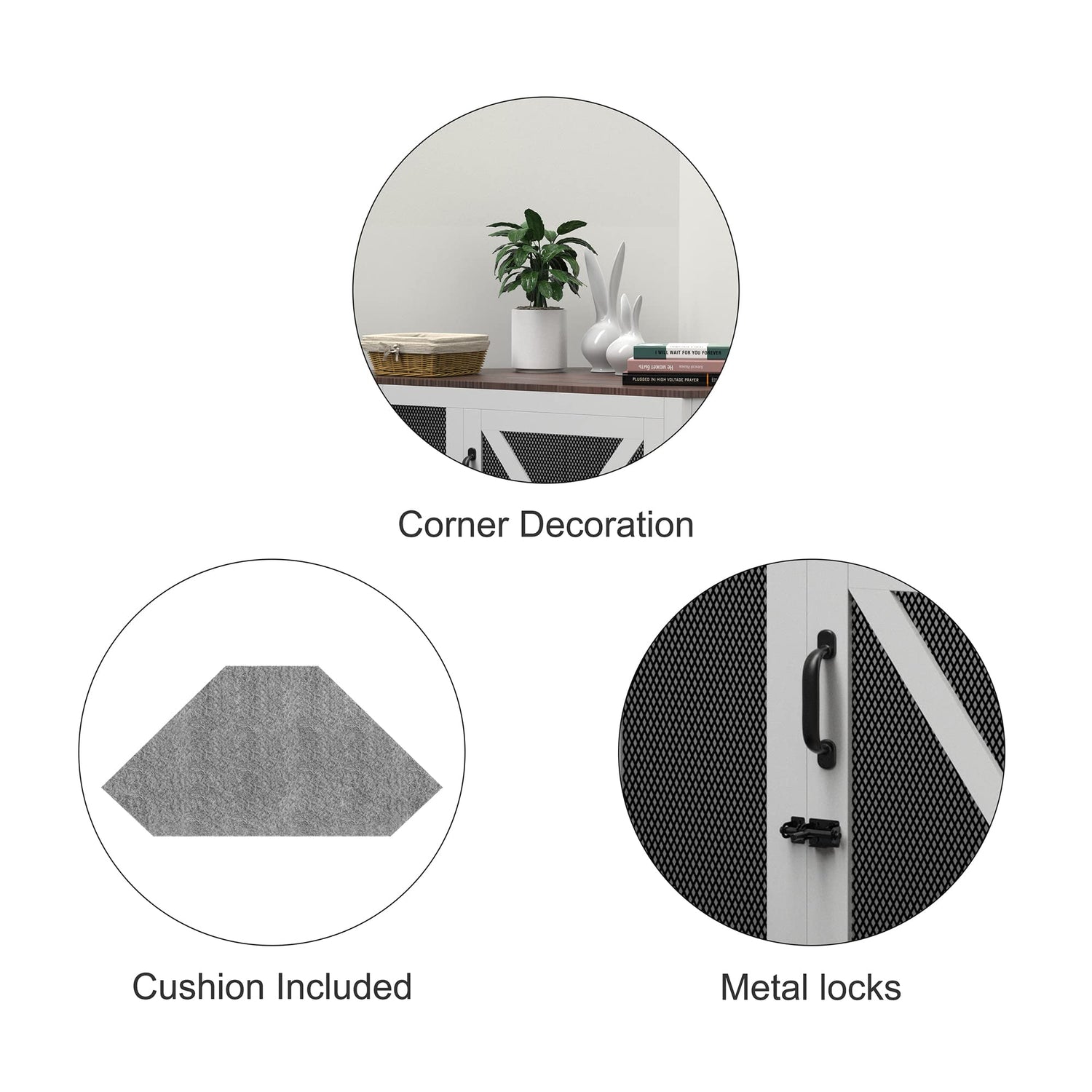 Xilingol Corner Crate Furniture, Wooden Kennel Side End Table, Cage / House for Small Medium Large Dog, Pet Crate Indoor Use Xilingol