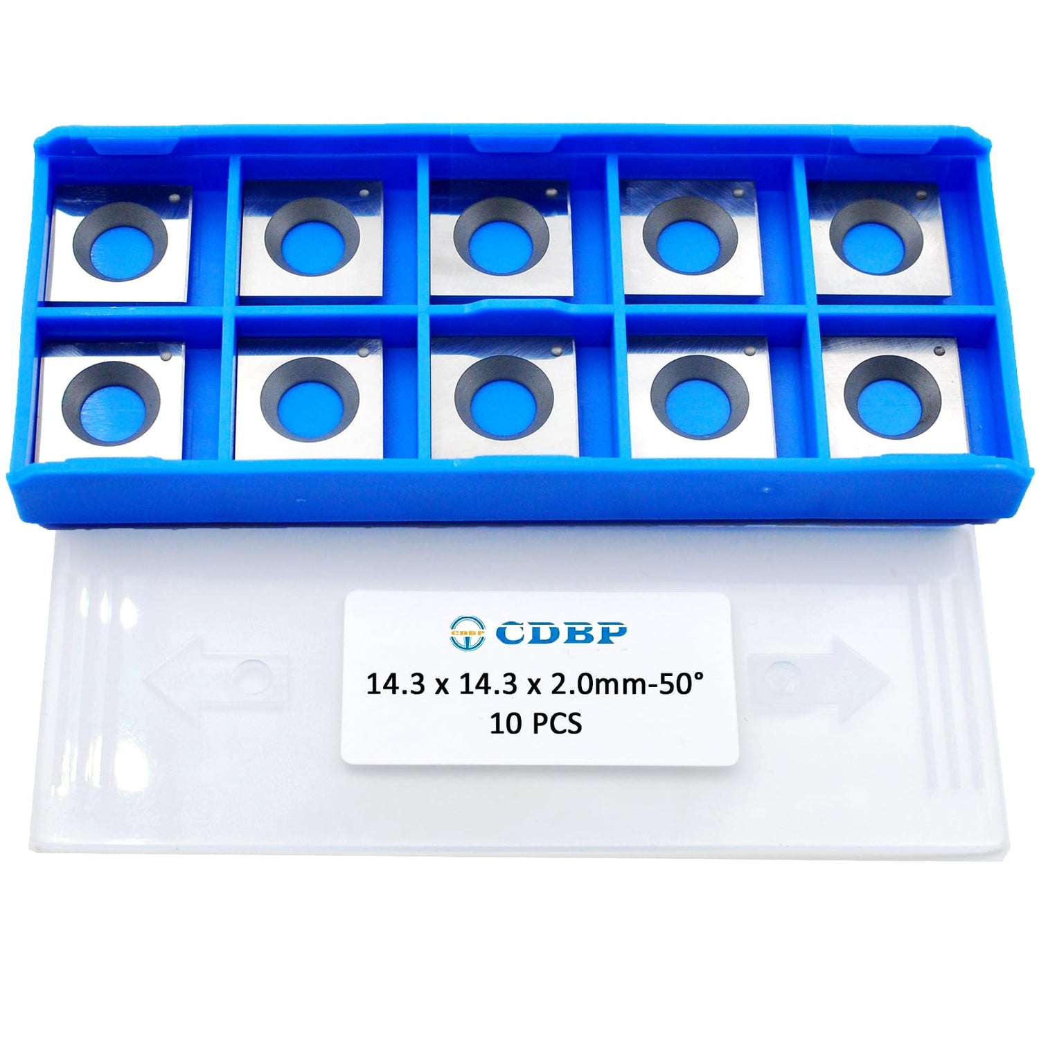 CDBP 14.3mm Square Carbide Inserts Cutters Knives with 2 Cutting Edge 14.3×14.3×2.0mm-50° for King Canada/Rikon/Cutech/Craftex/Magnum/WEN Spiral CDBP