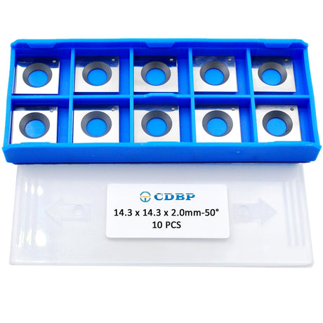 CDBP 14.3mm Square Carbide Inserts Cutters Knives with 2 Cutting Edge 14.3×14.3×2.0mm-50° for King Canada/Rikon/Cutech/Craftex/Magnum/WEN Spiral CDBP