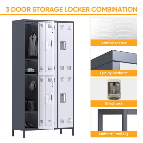 Aobabo Metal Storage Locker for Office Gym Bedroom Dormitory,6 Doors Steel Storage Locker Cabinet for Employees,Industrial Storage Locker with 1 Aobabo