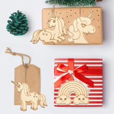 KitBeads 40pcs Unicorn Wood Cutouts Laser Cut Wood Rainbow Unfinished Animal Horse Unicron Wood Piece Ornaments for Crafts DIY Bulk KitBeads