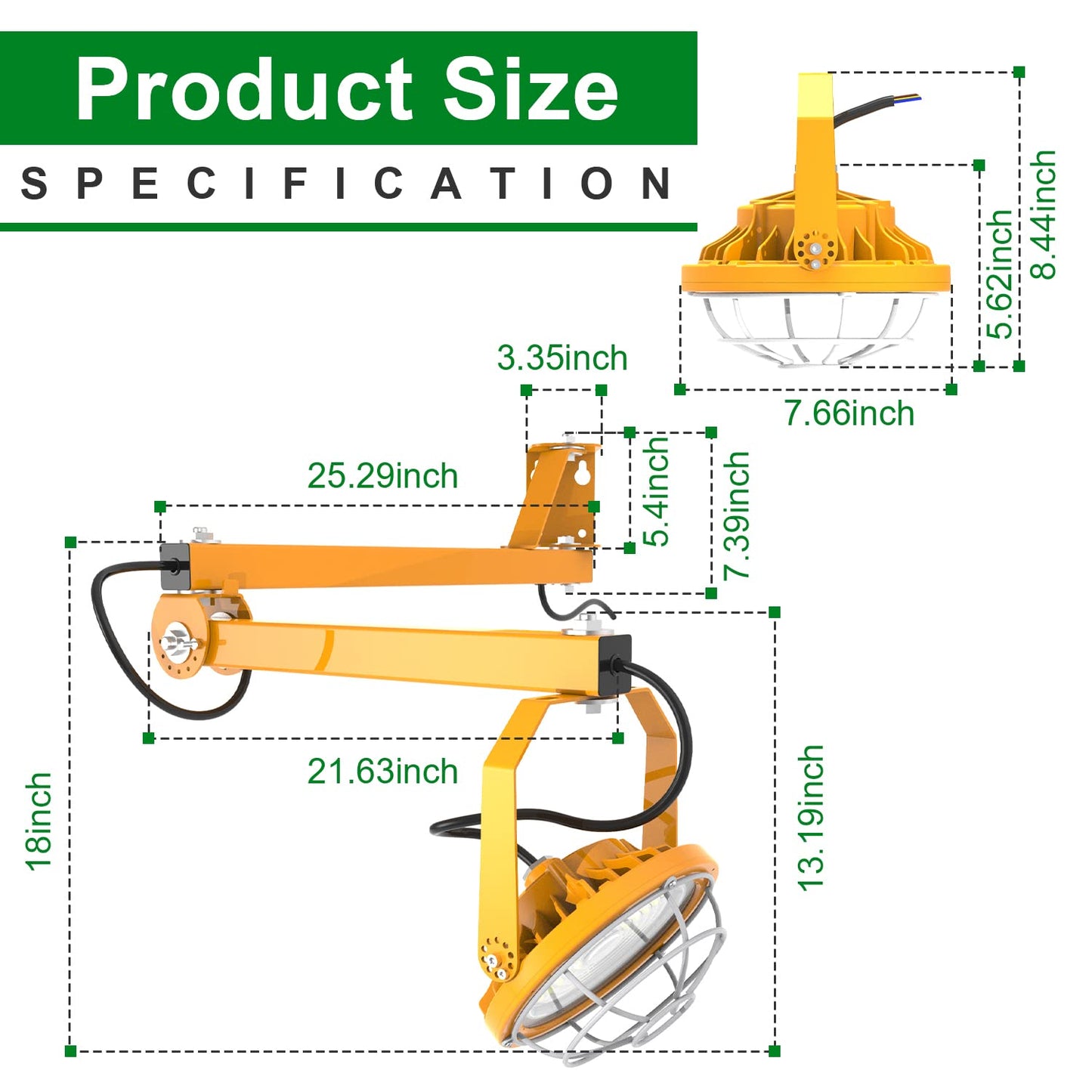 OSTEK LED Loading Dock Lights 30W with Swing Single Folding Arm 4,200LM, 360° Rotatable Lamp Head, IP65 Heavy Duty Wall Mounting Workbench Light for - WoodArtSupply