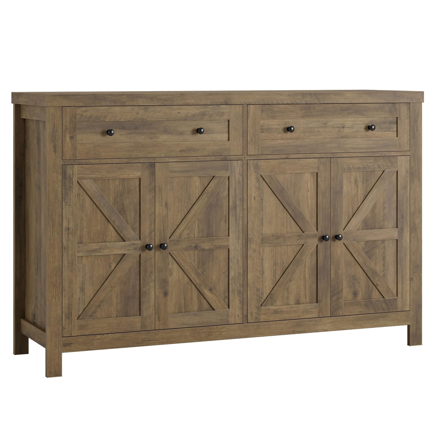 HOSTACK 55" Buffet Sideboard Cabinet with Storage, Modern Farmhouse Coffee Bar Cabinet with Drawers and Shelves, Barn Doors Storage Cabinet for HOSTACK