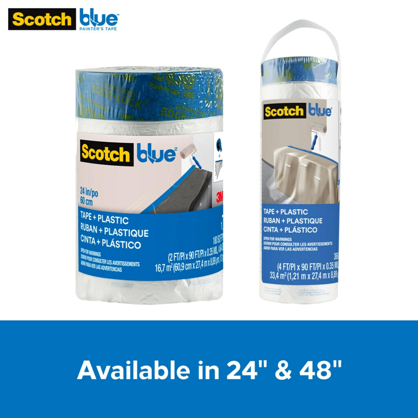 Scotch Painter's Tape Blue Pre-taped Painter's Plastic, Unfolds to 24 inches x 30 yards, PT2093EL-24 - WoodArtSupply