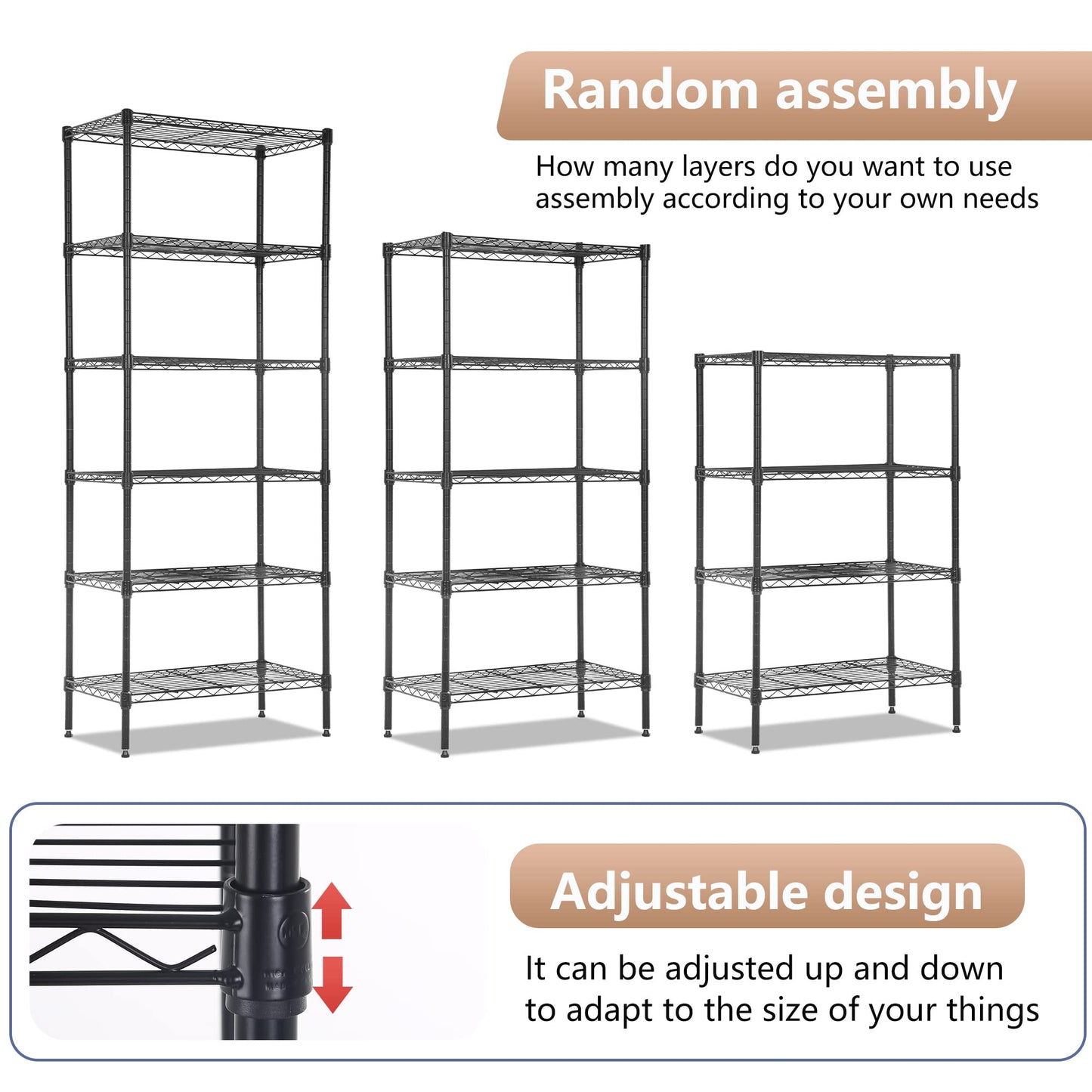 FDW 6 Tier Wire Shelving Units Adjustable Metal Storage Rack 23L x 13W x 59H NSF Pantry Shelves Kitchen Organization Shelf for Kitchen Garage Small - WoodArtSupply