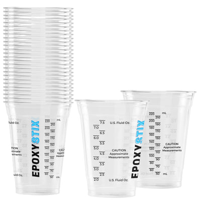 [Pack of 25] 8oz Disposable Graduated Measuring Cups for Mixing - Measurements in mL and Oz - Multipurpose Reusable Cups for Paint, Epoxy Resin,