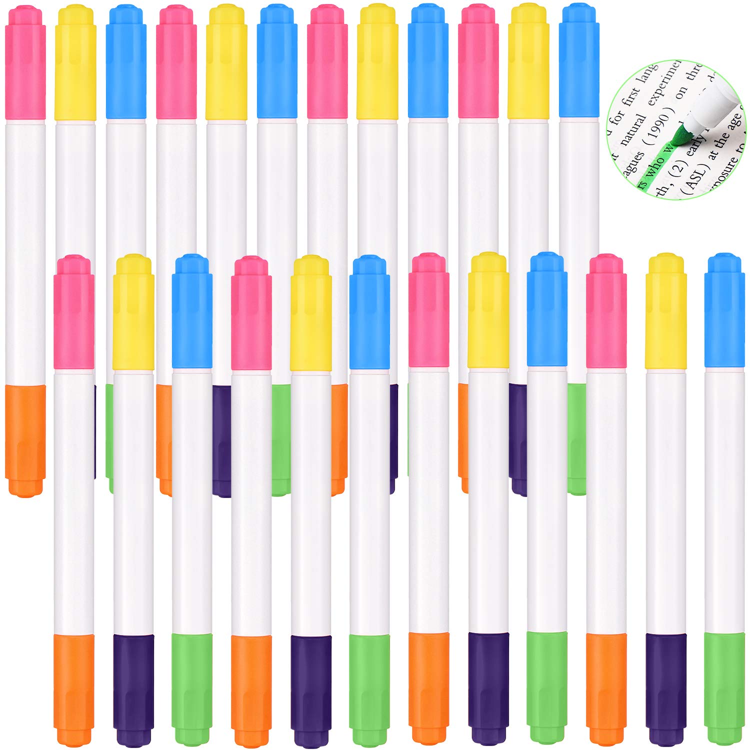Outus 24 Pieces Dual Sided Neon Pens Colorful Neon Pens Art Marker Neon Pens for LED Board Write Draw Art Crafts Outus