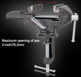 Universal Table Vise 3 Inch, Home Vise Clamp-on Portable Bench Clamp, 360° Swivel Base Clamps Fixed Tool for Woodworking, Handcraft Creations, CMOOD