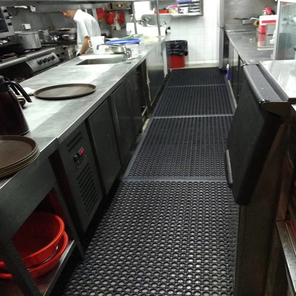 tonchean Rubber Drainage Floor Mat 83x35in Commercial Anti-Fatigue Rubber Floor Mats with Holes Restaurant Bar Floor Mat Heavy Duty Drainage Mat for tonchean
