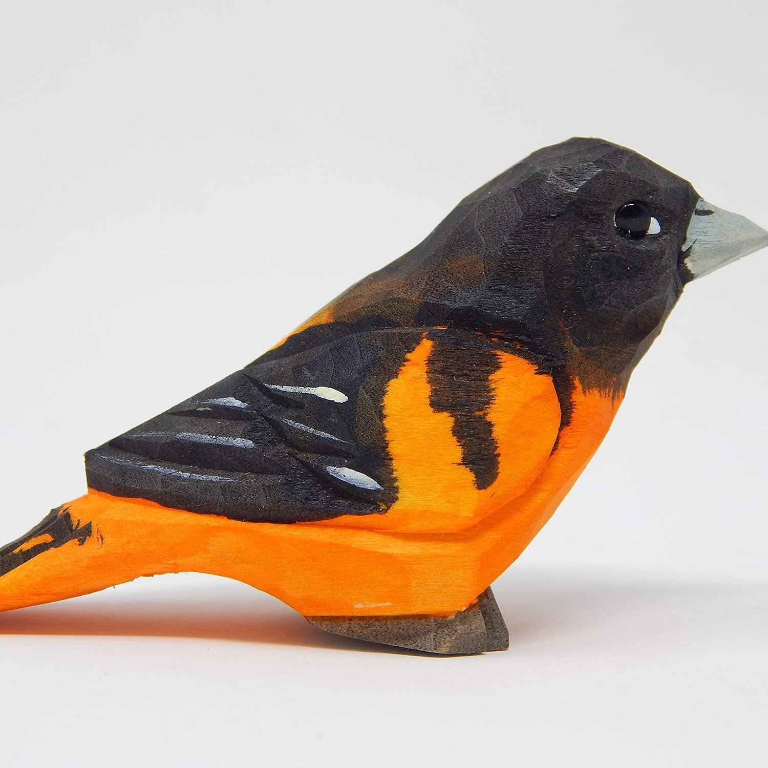 Selsela Oriole Bird Figurine Decoration Baltimore Orchard Wooden Art Statue Carved Small Animal Black Orange Selsela