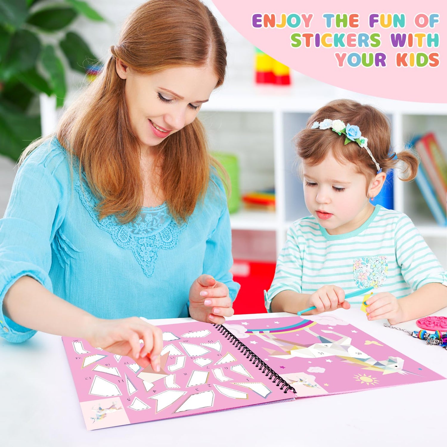 homicozy 3PCS Sticker Paint Books for Kids Ages 4-10,Unicorn Mermaid Animals Designs Paint by Stickers,Sticker by Numbers,Party Birthday Gifts for homicozy