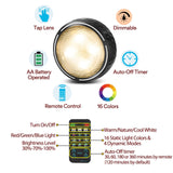 LED Puck Lights with Remote Control, Battery Operated Wireless Closet Lights, Under Cabinet Lighting Stick on Tap Push Lights, Color Changing Under TECOMLIGHT