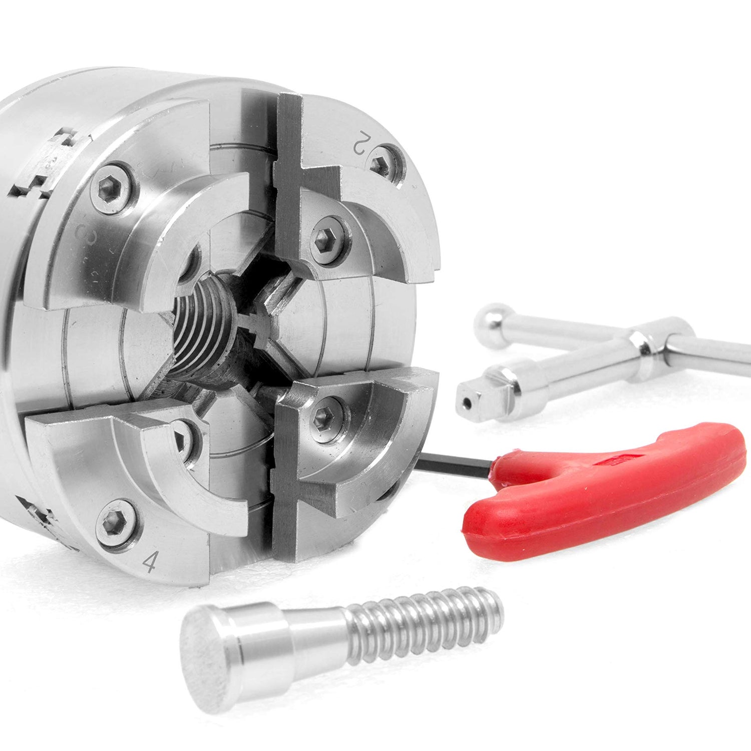 WEN LA4374 3.75-Inch 4-Jaw Self-Centering Lathe Chuck Set with 1-Inch x 8TPI Thread WEN