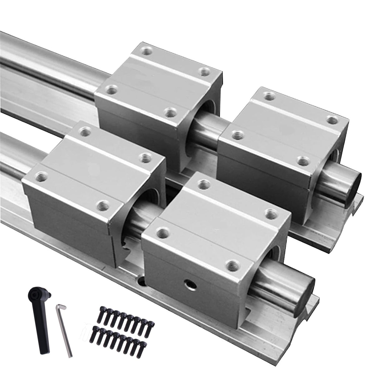GUWANJI Linear Rail 2 PCS SBR20-1500mm Linear Slide Rails and 4 PCS SBR20UU Square Type Bearing Blocks, SBR20 Linear Rail Kit for Automated Machines GUWANJI