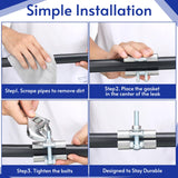 Tandefio 2 Pcs IPS Pipe Repair Clamp 304 Stainless Steel Pipe Clamp Patching and Repairing Leaky Pipes 3 Inch Length Suitable for Copper Pipes Tandefio