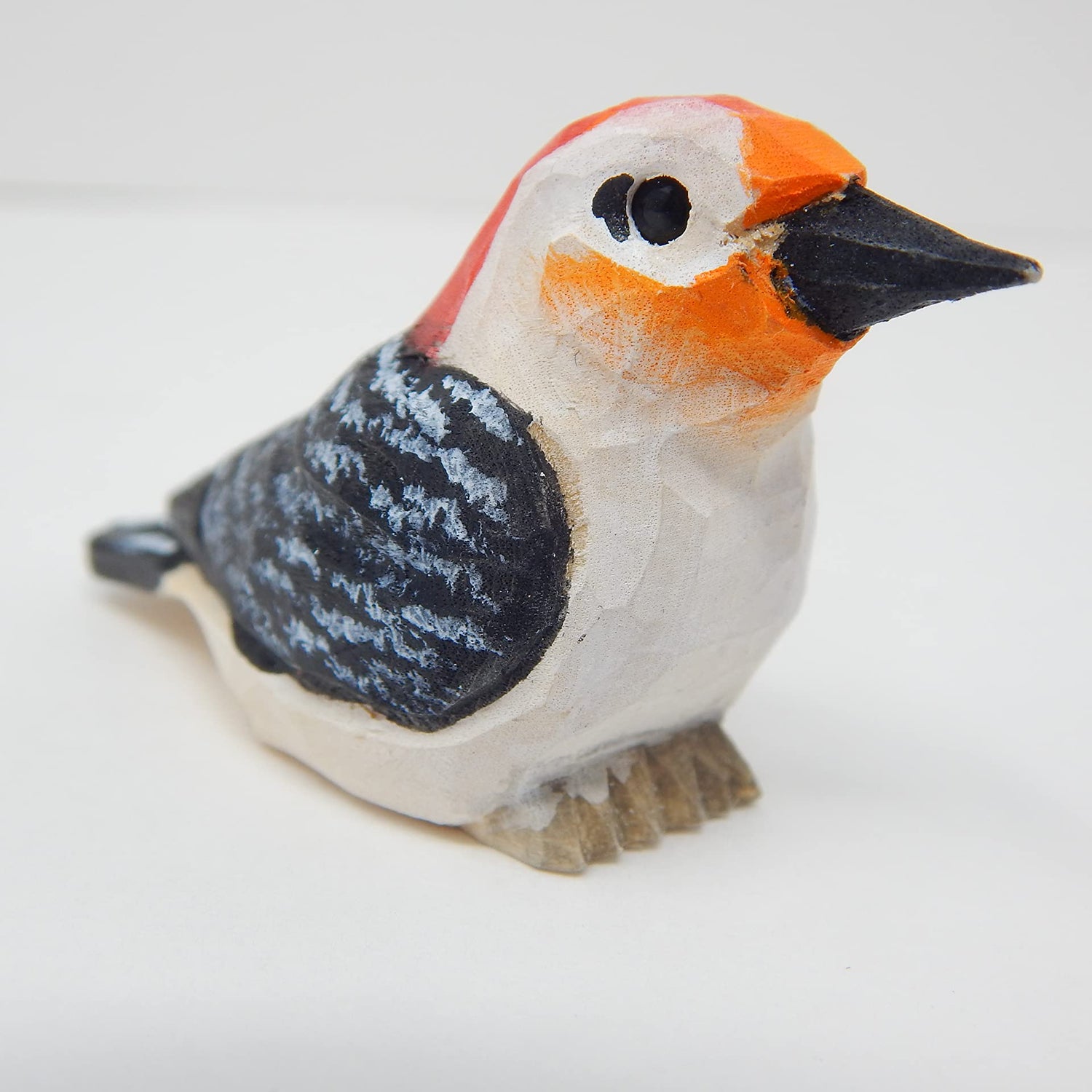 Red Bellied Head Woodpecker Wood Figurine Forest Common Woodland Pecker Sapsucker Miniature Bird Art Carve Small Animal Selsela