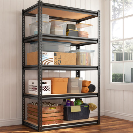 REIBII 72" H Garage Shelving Heavy Duty Storage Shelves 2000LBS Adjustable 5 Tier Metal Storage Shelving for Garage Storage Shelving Unit for REIBII