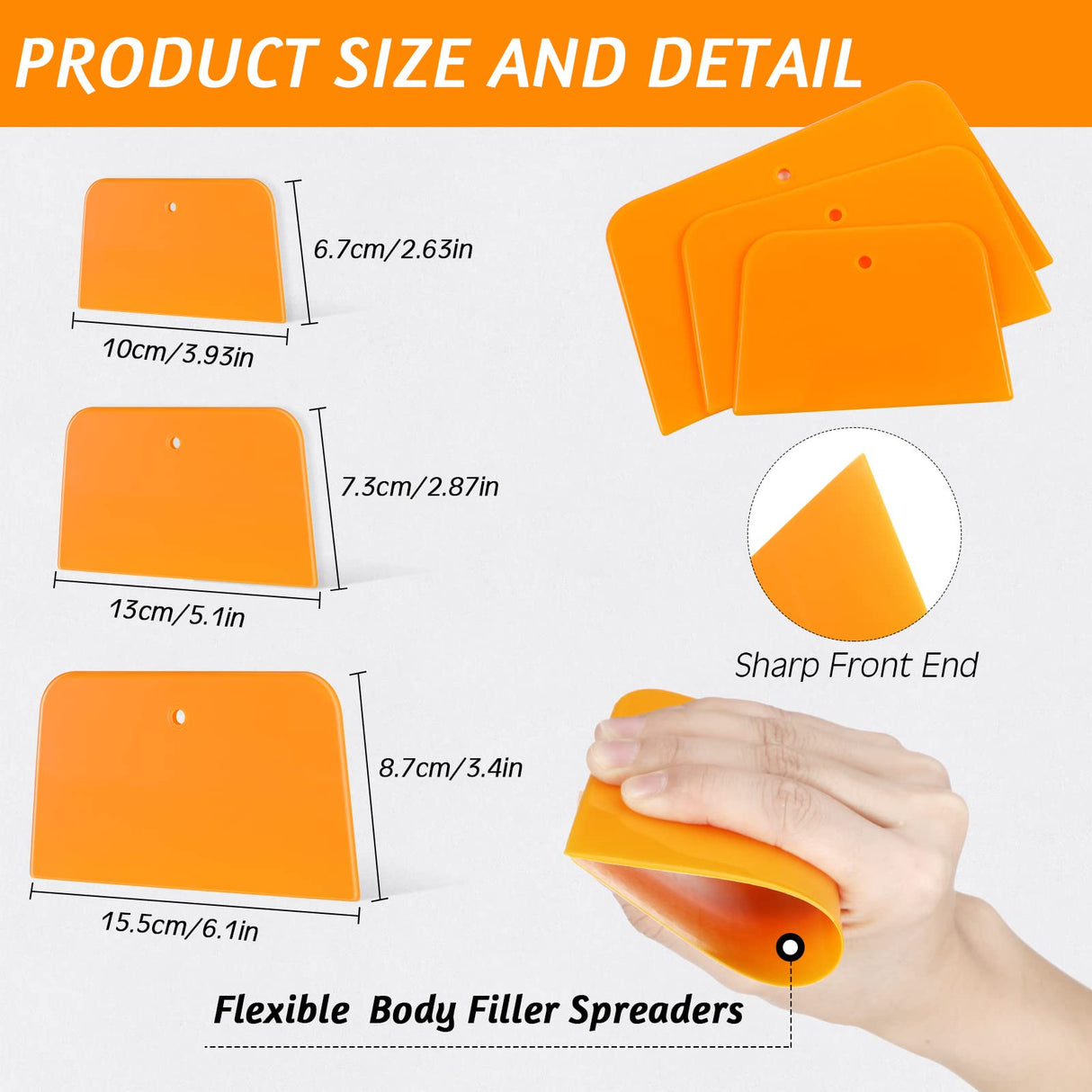 Frienda Body Filler Spreaders Automotive Body Fillers Plastic Auto Spreader Auto Body Spreader for Applying Fillers Putties Glazes Caulks and Paint Frienda