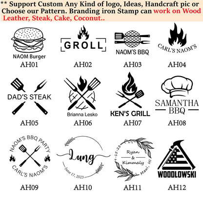 KRAMLON Custom Food Branding Iron Stamp for Burgers & Steaks with Wood Handle (2 inches) - WoodArtSupply