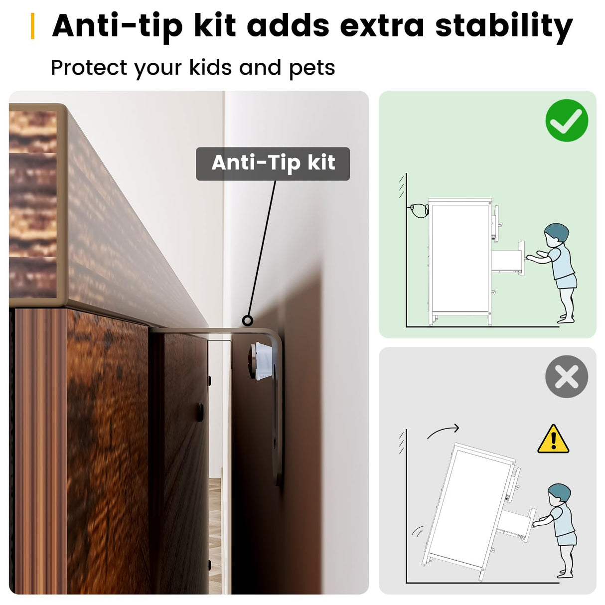 Frmobepts 6 Drawer Dresser, Wooden Dresser for Bedroom, 47" Metal Frame, Black Dresser, Natural Wooden Dresser Furniture, Storage Cabinet for Dining Frmobepts