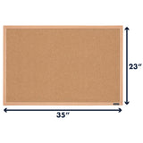 Quartet Cork Board Bulletin Board, 23" x 35" Framed Corkboard, Oak Frame, Decorative Hanging Pin Board, Perfect for Office & Home Decor, Home School Quartet
