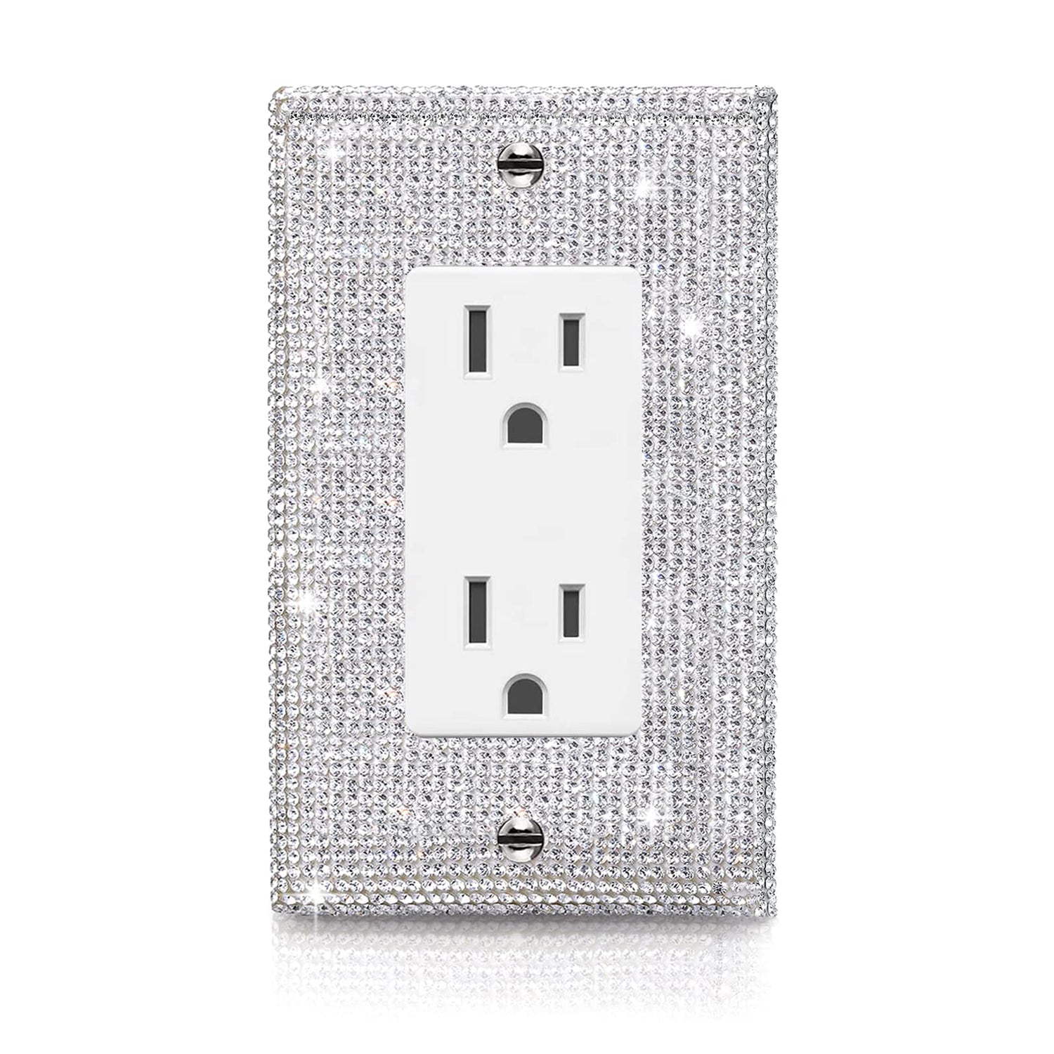 Gaocai 1 Pcs Shiny Silver Rhinestones Outlet Covers Wall Plate Single Toggle Decorative Switch Plates And Outlet Covers Rhinestones Light Switch Gaocai