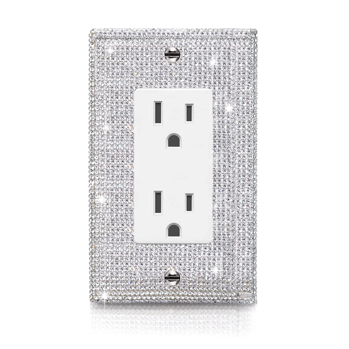 Gaocai 1 Pcs Shiny Silver Rhinestones Outlet Covers Wall Plate Single Toggle Decorative Switch Plates And Outlet Covers Rhinestones Light Switch Gaocai