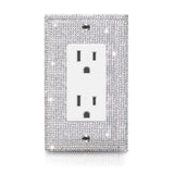 Gaocai 1 Pcs Shiny Silver Rhinestones Outlet Covers Wall Plate Single Toggle Decorative Switch Plates And Outlet Covers Rhinestones Light Switch Gaocai